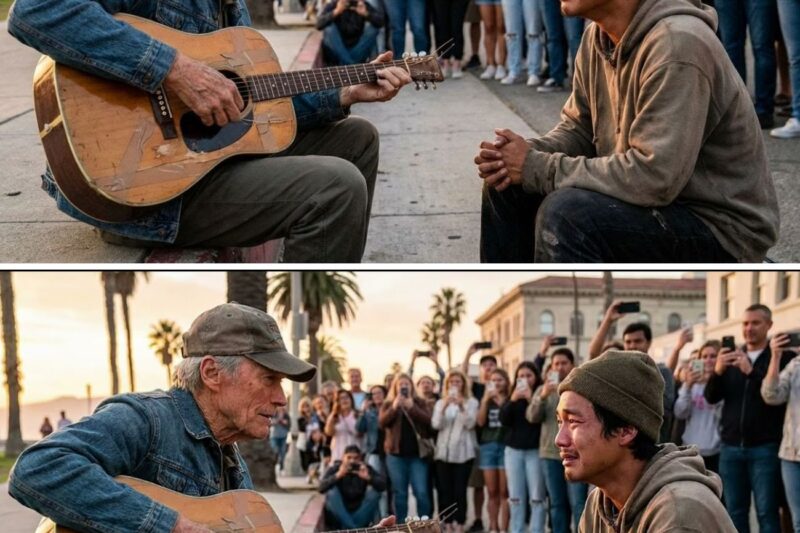 Homeless Man Playing ‘Unforgiven’ Theme on Broken Guitar—Clint Eastwood Stopped Walking and Did THIS 