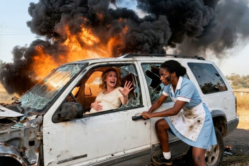 Black Girl Pulled Pregnant Woman from Burning Car — Billionaire Husband Cried at Her Request 