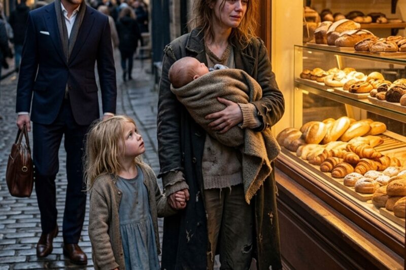 THE POOR MOTHER CRYING IN FRONT OF A SHOP WINDOW, NOT KNOWING THAT THE OWNER OF AN EMPIRE WOULD GIVE UP EVERYTHING FOR HER