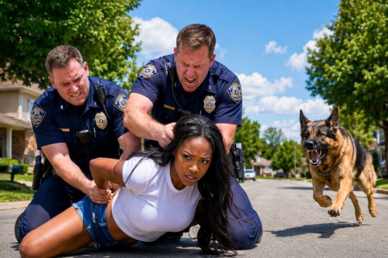 Cops Surround Black Woman During Arrest—Freeze When Her K9s Rush To Her Side 