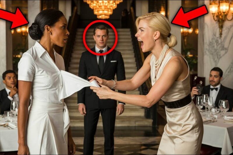 RACIST WOMAN TORE THE DRESS THINKING SHE WAS JUST A BLACK WAITRESS – HER MILLIONAIRE HUSBAND SAW…