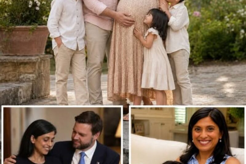 Usha Vance glows in floral maternity dress as she honours military mothers at White House event