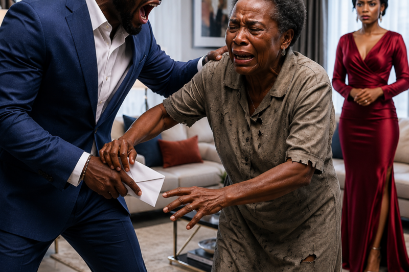 He Threw Out His Poor Mother to Please His Wife Standing While the Whole Dragging Happened… 