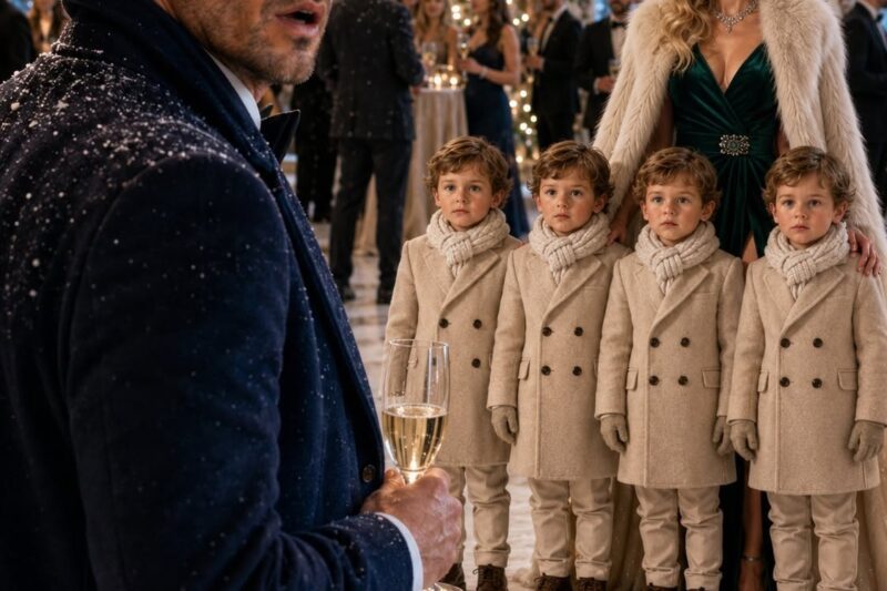 PART 2 FULL: MILLIONAIRE CEO GOES TO WINTER PARTY ALONE, FREEZES WHEN HE SEES EX WIFE WITH FOUR IDENTICAL KIDS.