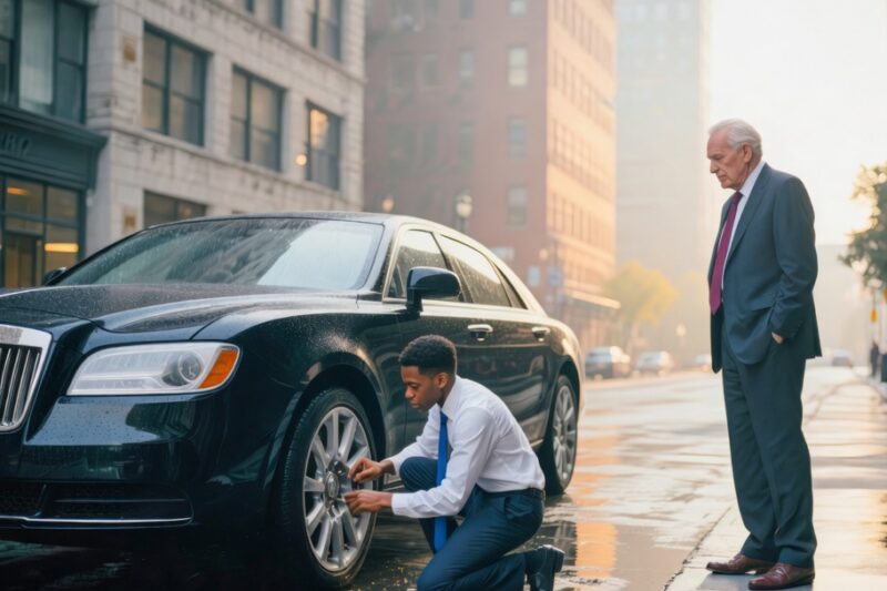 Young Black Man Misses His Interview to Help an Old Man with a Flat Tire, Unaware He’s the CEO