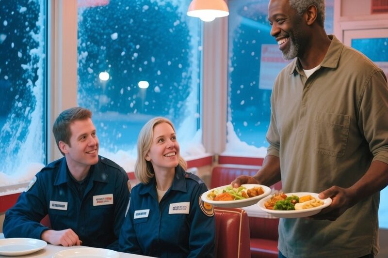 Black Diner Owner Saves 10 Truckers In A Blizzard, Next Day, A Long Line Of Rigs Shows Up 