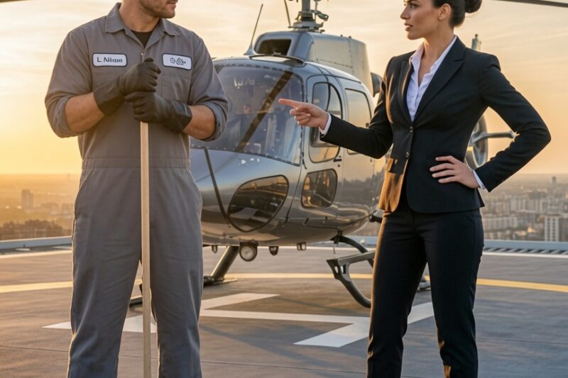 “Fly This Helicopter and I’ll Marry You,” CEO Mocked the Janitor—His Real Secret Left Her Speechless 