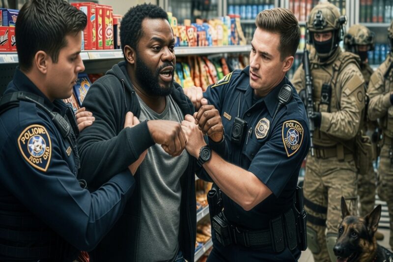 Police Try to Drag a Black Man Out of His Own Store Unaware a Special Forces Team Was Inside…
