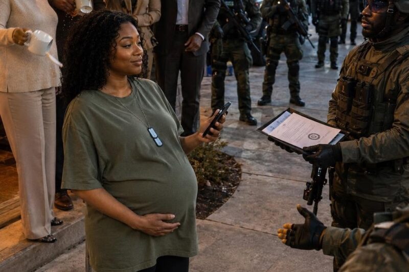 Hours after my husband’s funeral, Mom pointed at my 8-month pregnant belly. “Your sister’s rich husband is moving in. Go sleep in the 10-degree garage,” she spat. My Dad sneered: “Your crying ruins our vibe.” I smiled coldly and whispered, “Okay.” They thought I was a helpless widow. But the next morning—when armored military SUVs and Special Forces squad arrived to escort me away—my family went completely pale…